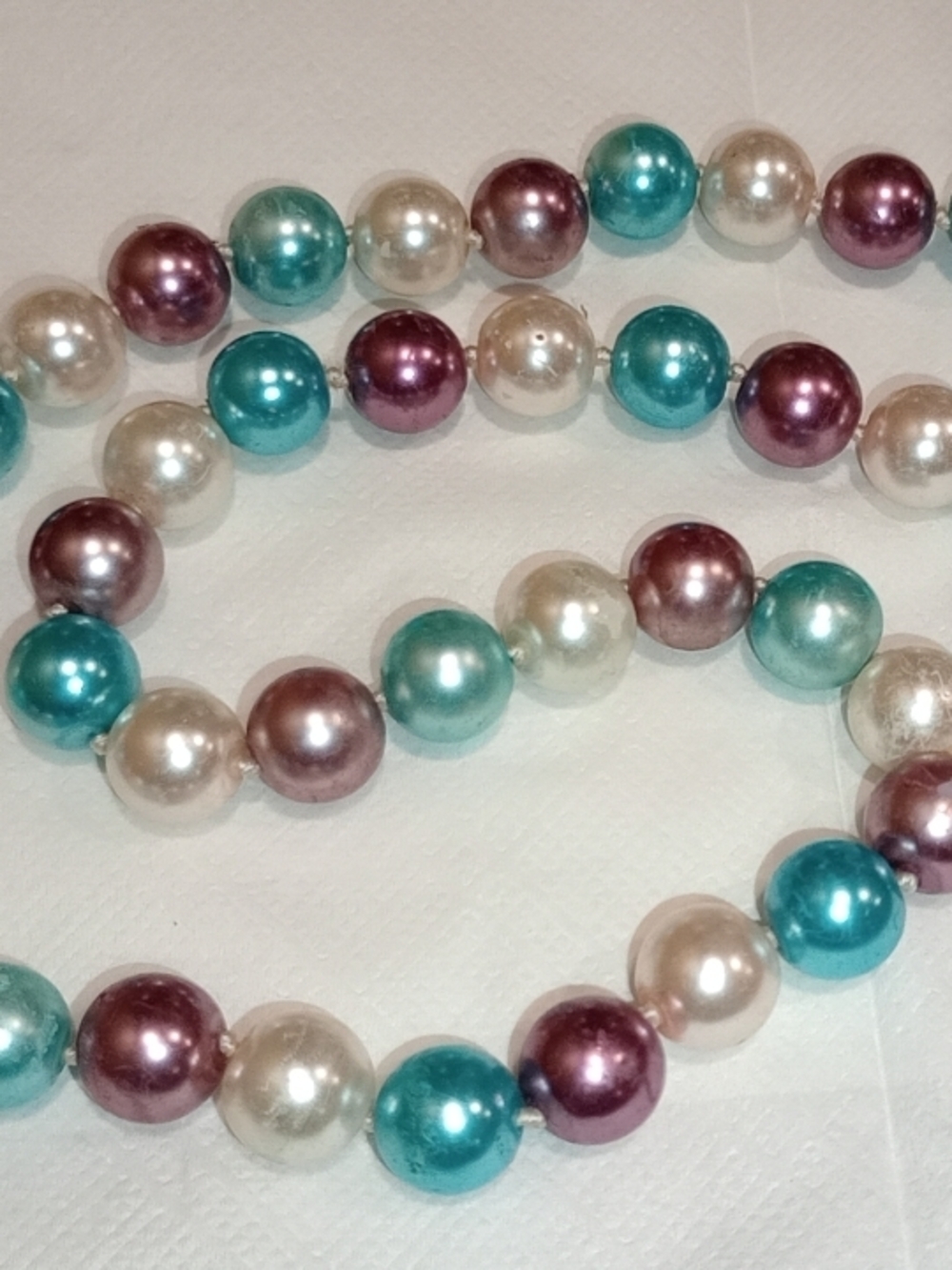Pearl Multicolor Bead  Necklace - Teal, Purple & Ivory And Enamel Cuff Bracelet - Picture 15 of 16